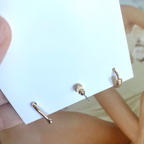 Earring Set Evil Eye Huggies Gold Crystal Baubles - Picture 4 of 5